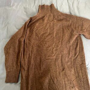 Uniqlo brown wool turtleneck sweater dress with ribbing detail size S